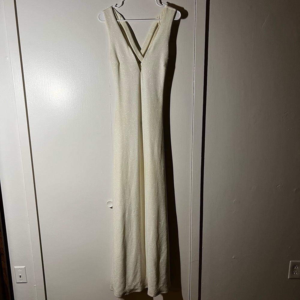 Fitted white prom dress